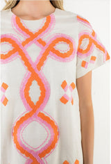 Addison Short Sleeve Embroidered Mini Dress