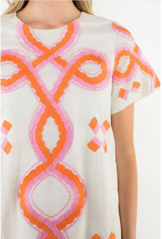 Addison Short Sleeve Embroidered Mini Dress