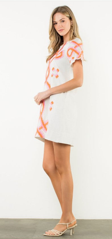 Addison Short Sleeve Embroidered Mini Dress