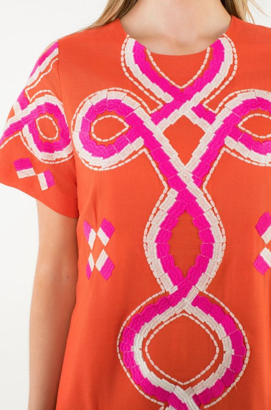 Addison Short Sleeve Embroidered Mini Dress