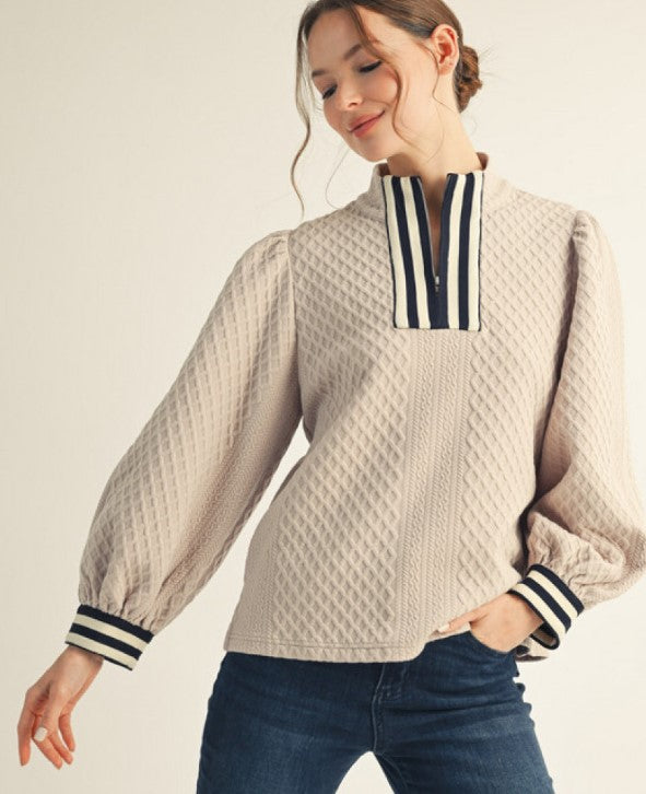 Adele Long Sleeve Mock Neck 1/4 Zip Top
