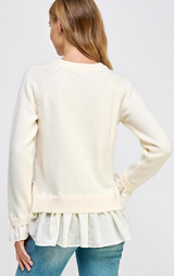 Ally Knit Sweater with Organza Trim