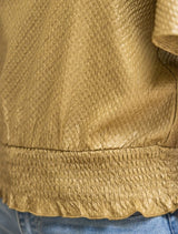 Alma Textured V-Neck Top W/Smocked Hem