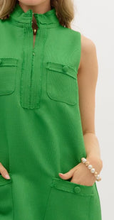 Alyson Sleeveless Raw Edge Finish Mini Dress