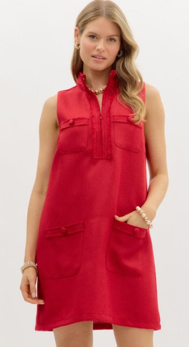 Alyson Sleeveless Raw Edge Finish Mini Dress