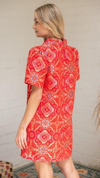 Amanda V-Neck Jacquard Dress