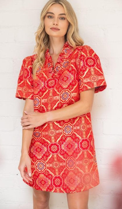 Amanda V-Neck Jacquard Dress