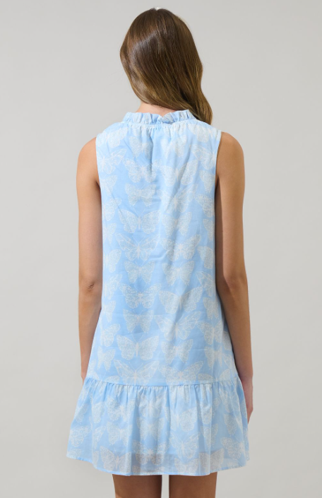 Audrey Sleeveless Butterfly Print Mini Dress