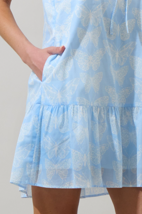 Audrey Sleeveless Butterfly Print Mini Dress