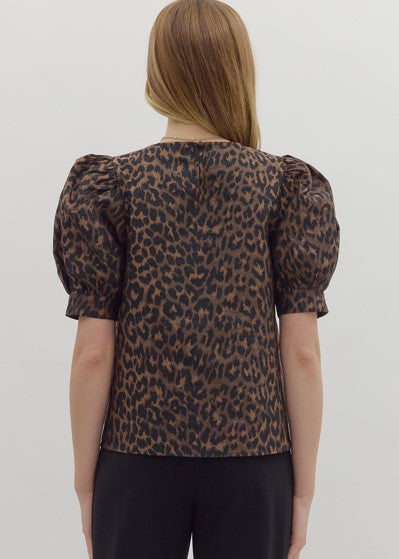 Belinda Animal Print Puff Sleeve Top