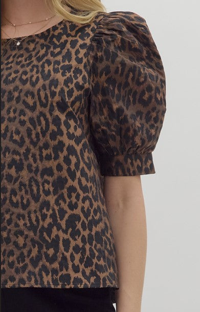 Belinda Animal Print Puff Sleeve Top