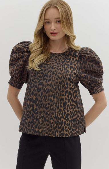 Belinda Animal Print Puff Sleeve Top