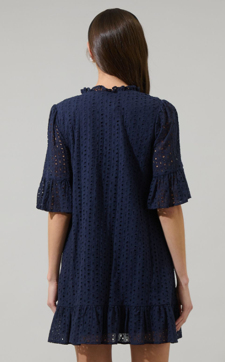 Blake Eyelet Shift Mini Dress