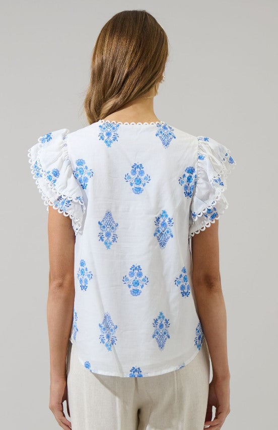 Brandy Floral Ruffle Sleeve Top