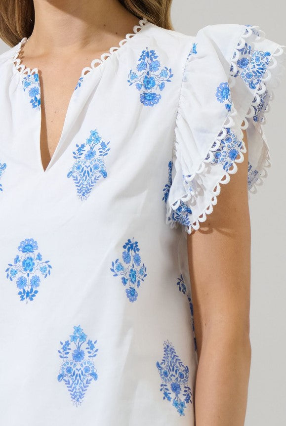 Brandy Floral Ruffle Sleeve Top