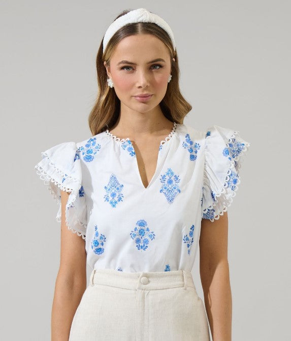 Brandy Floral Ruffle Sleeve Top