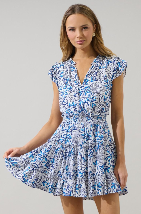 Caitlyn Floral Tiered Mini Dress