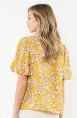 Caroline Pull Sleeve Floral Print Top