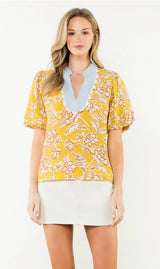 Caroline Pull Sleeve Floral Print Top