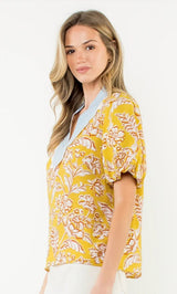 Caroline Pull Sleeve Floral Print Top