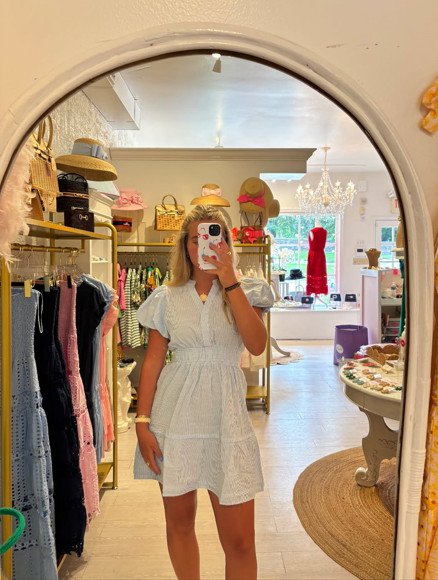 Carrie Blue Striped Seersucker Dress