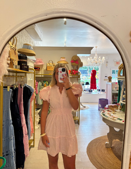 Carrie Pink Striped Seersucker Dress