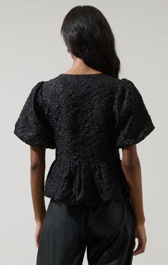 Celine Jacquard and Rhinestone Bow Top