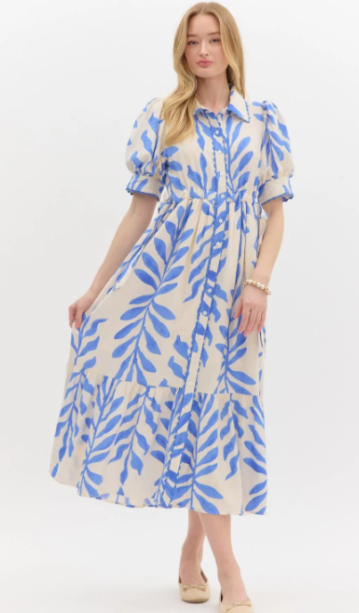 Charlotte Botanical Print Midi Dress