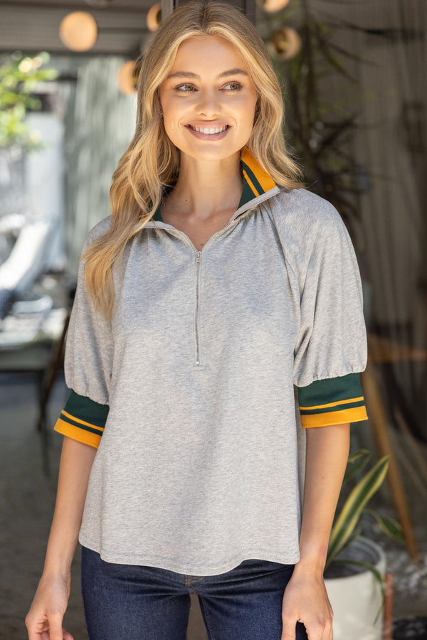 Colette Quarter Zip Frenchterry Top