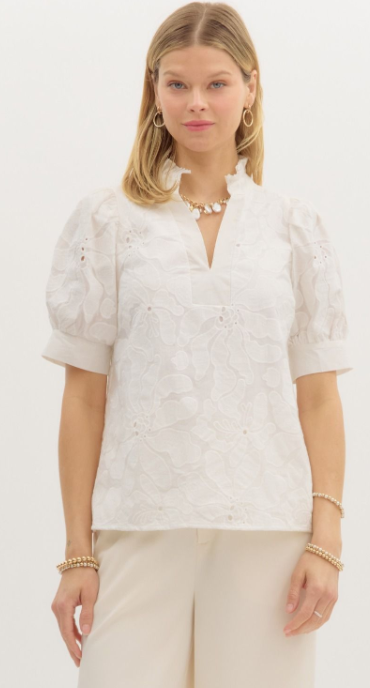 Delaney Floral Embroidered Pullover Top