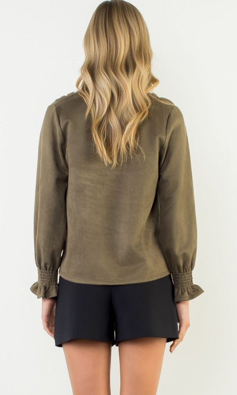 Diane Long Sleeve Suede Top