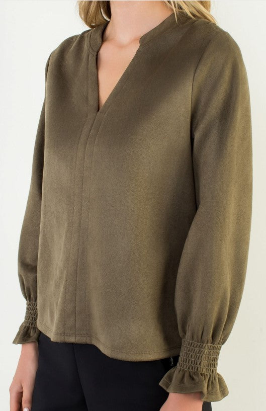 Diane Long Sleeve Suede Top