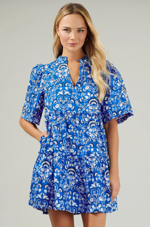 Blue Floral Dixie Shift Dress