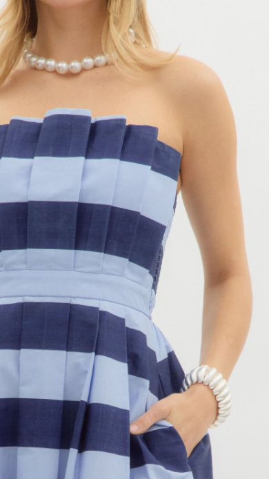 Ellison Strapless Pleated Midi Dress