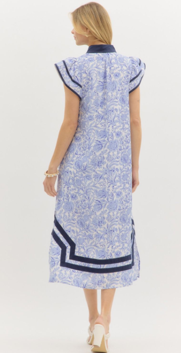 Eloise Flutter Sleeve Pullover Midi Dress