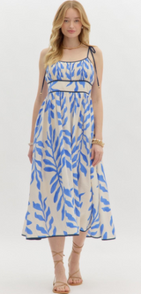 Fallon Botanical High Empire Midi Dress
