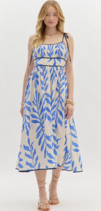 Fallon Botanical High Empire Midi Dress