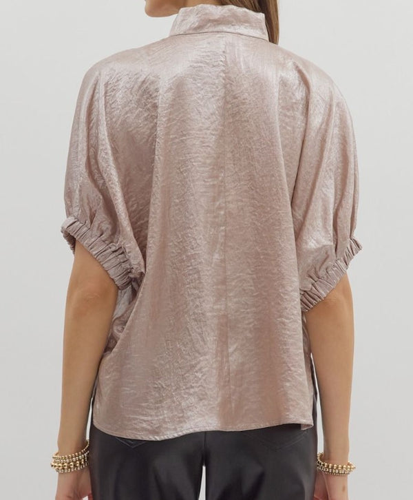 Farrah Metallic V-Neck Top