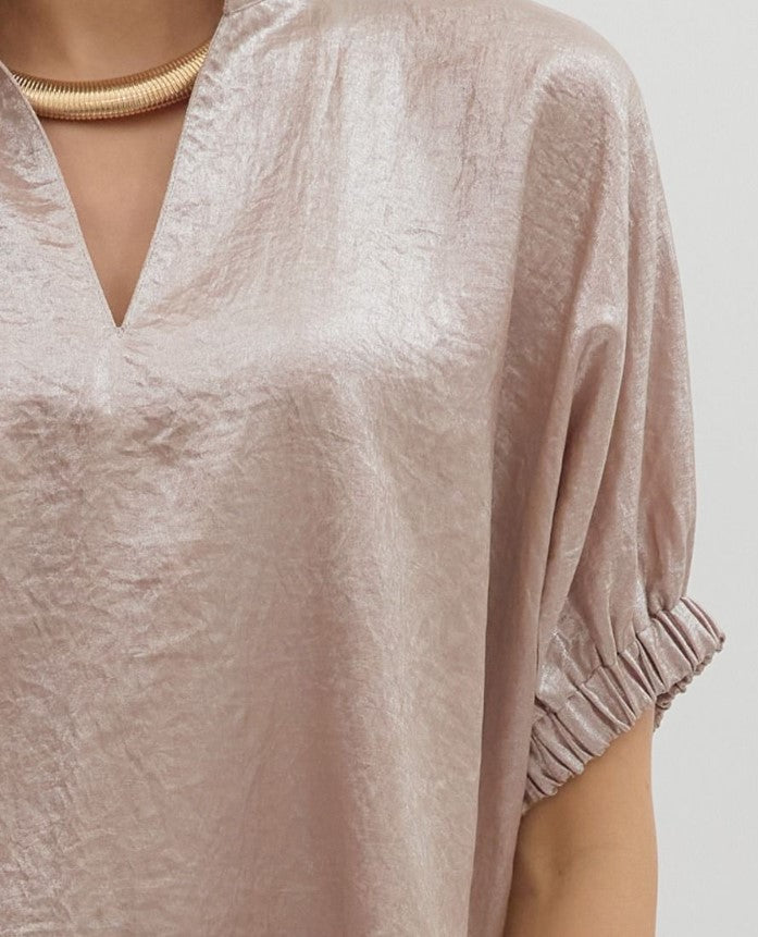 Farrah Metallic V-Neck Top
