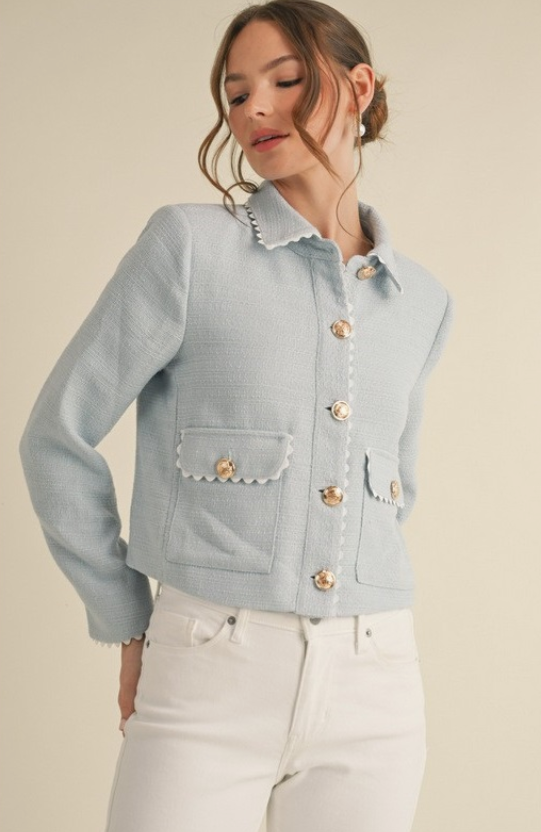 Faye Sky-Blue Tweed Jacket