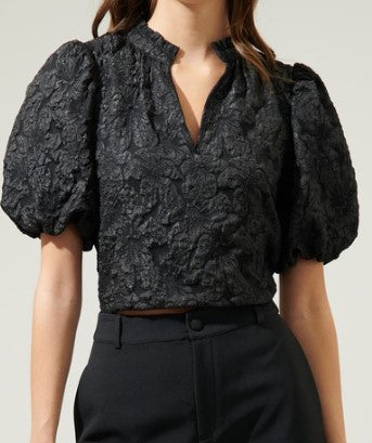 Florence Jacquard Split Neck Top