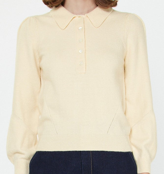 【MELT THE LADY】collared knit tops CROPPED COLLARED KNIT SWEATER - LIGHT TAUPE – OAK CLOTHING CO. INC.