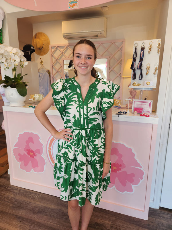 Gracie Flutter Sleeve Mini Dress
