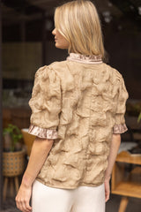 Gracie Satin Ruffled Textured Top