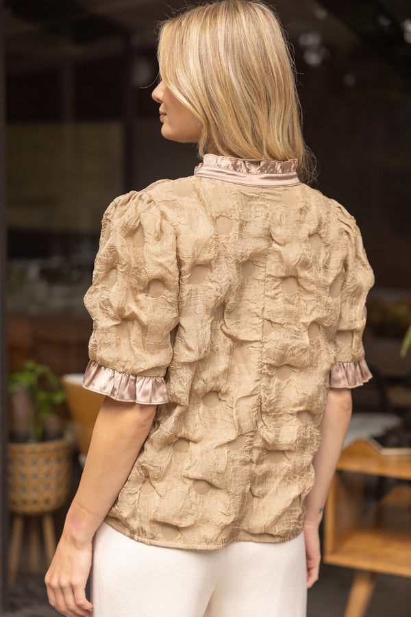 Gracie Satin Ruffled Textured Top