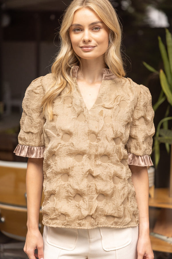 Gracie Satin Ruffled Textured Top