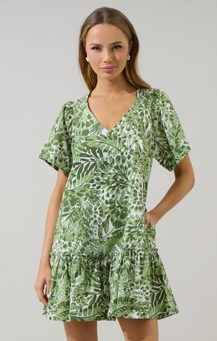 Gwenyth Tonal Floral Print Mini Dress