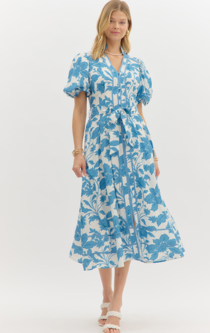 Hayden Botanical Print Midi Dress