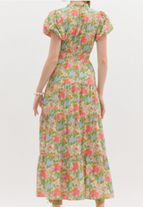 Heather Puff Sleeve Pullover Midi Dress
