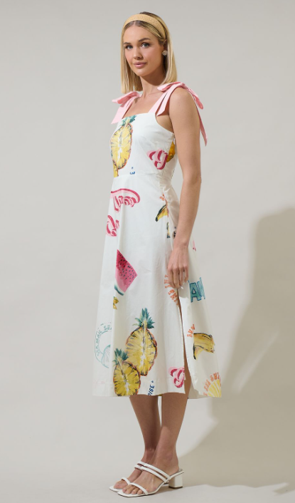 Henley Island Theme Smocked Midi Dress
